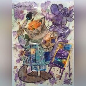 🎨Creative Cat Watercolor Painting Pokemon Art🖼